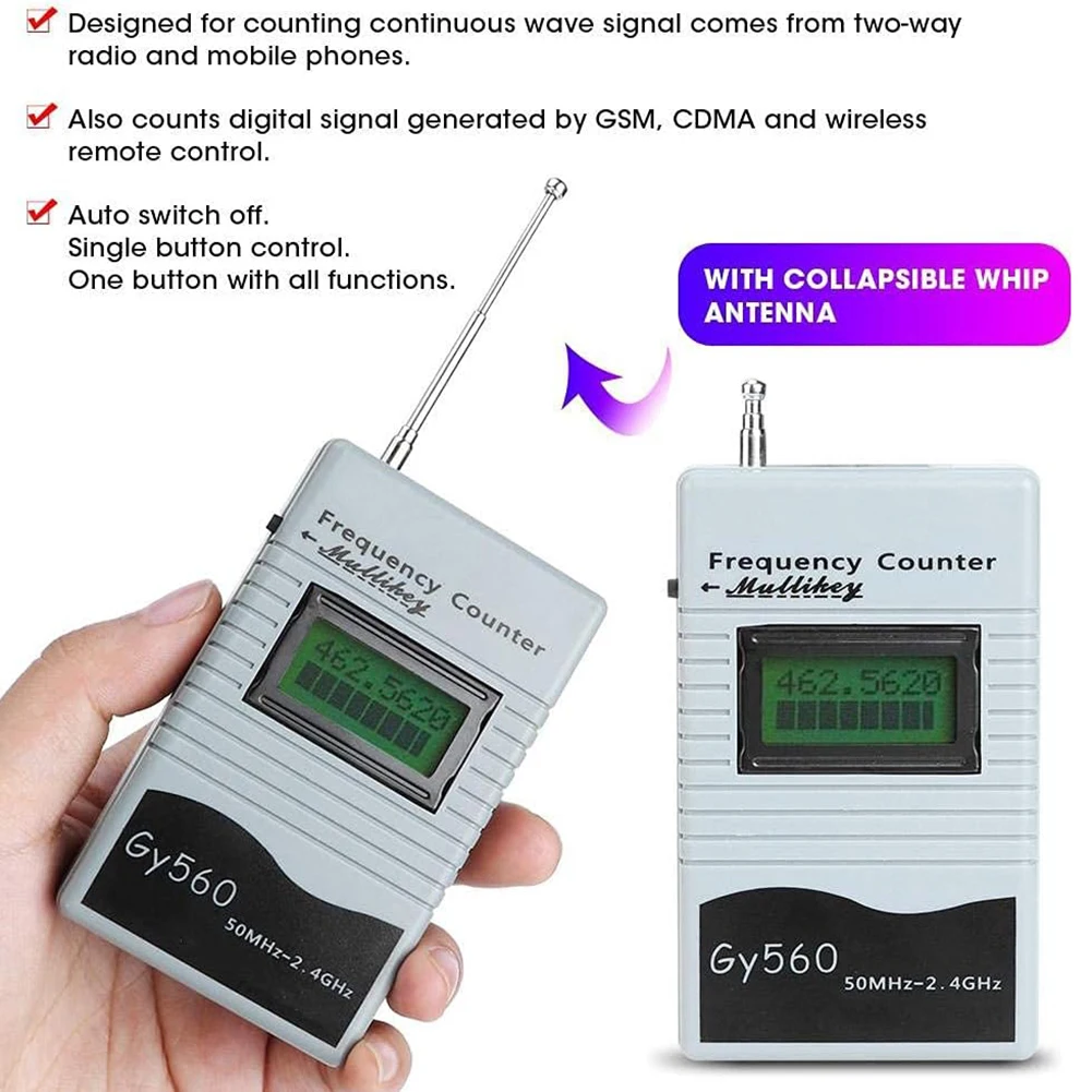 

50Mhz To 2400Mhz 50Mhz To 2400Mhz Frequency Counter Frequency Counter 50Mhz To 2400Mhz 9V 6F22 Frequency Counter Handheld Gy560