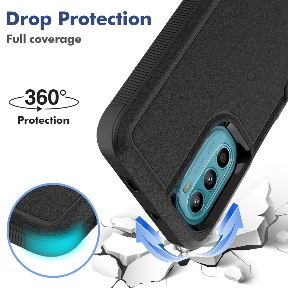 Fashion TPU/PC Case for Motorola Moto G52 / Moto G82 Shockproof Phone Cover Hybrid Armor Shell 2IN1 Dual Layer Protection