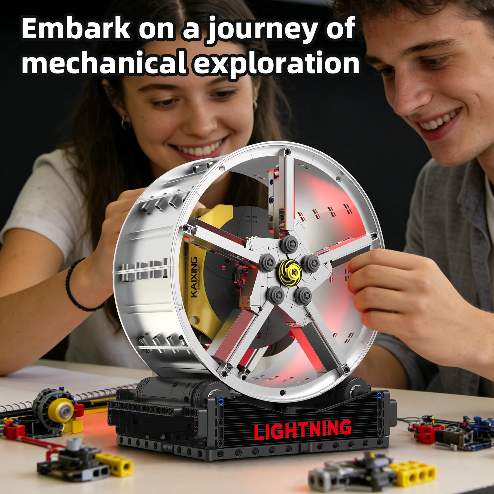 

Sports car wheel rim building blocks set with lighting components MOC model assembly toy desktop decoration kids' birthday gift