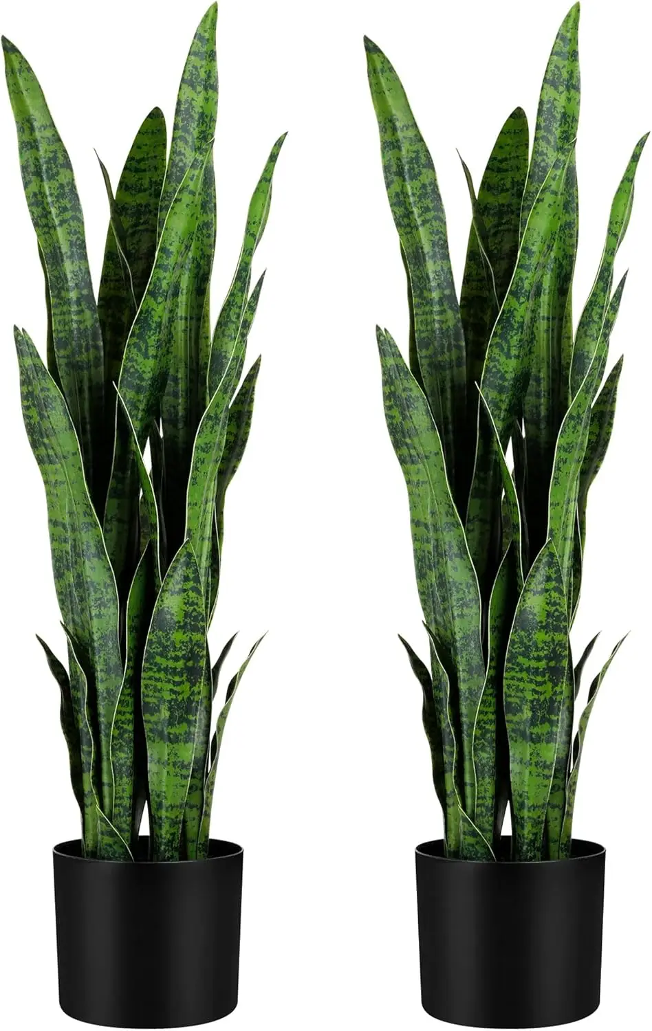 3ft 2-Pack Artificial Snake Plant Fake Sansevieria Indoor Decor, 32 Thick Leaves Lifelike Faux Silk Plant, Home Garden Decor