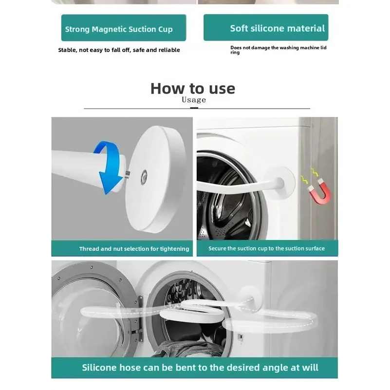 Front Washing Machine Door Strong Magnet Bracket Strong Magnetic Washing Machine Door Door Bracket Magnet Snake-Shaped Silicone