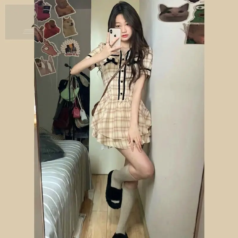 فستان فتاة حلو وحار لربيع وصيف، مع نمط مدرسي متخصص وخصر محكم، فستان منتفخ #3