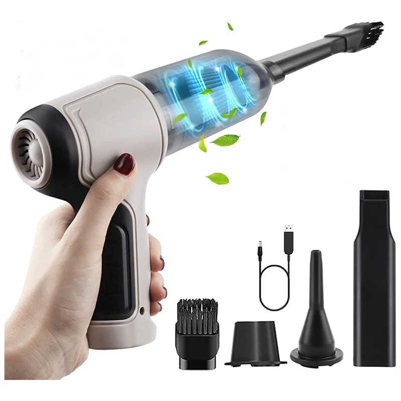 

3-In-1 Computer Vacuum Air Blower Portable Air Dust Collector Rechargeable Car Vacuum Cleaner Cyclonic Suction
