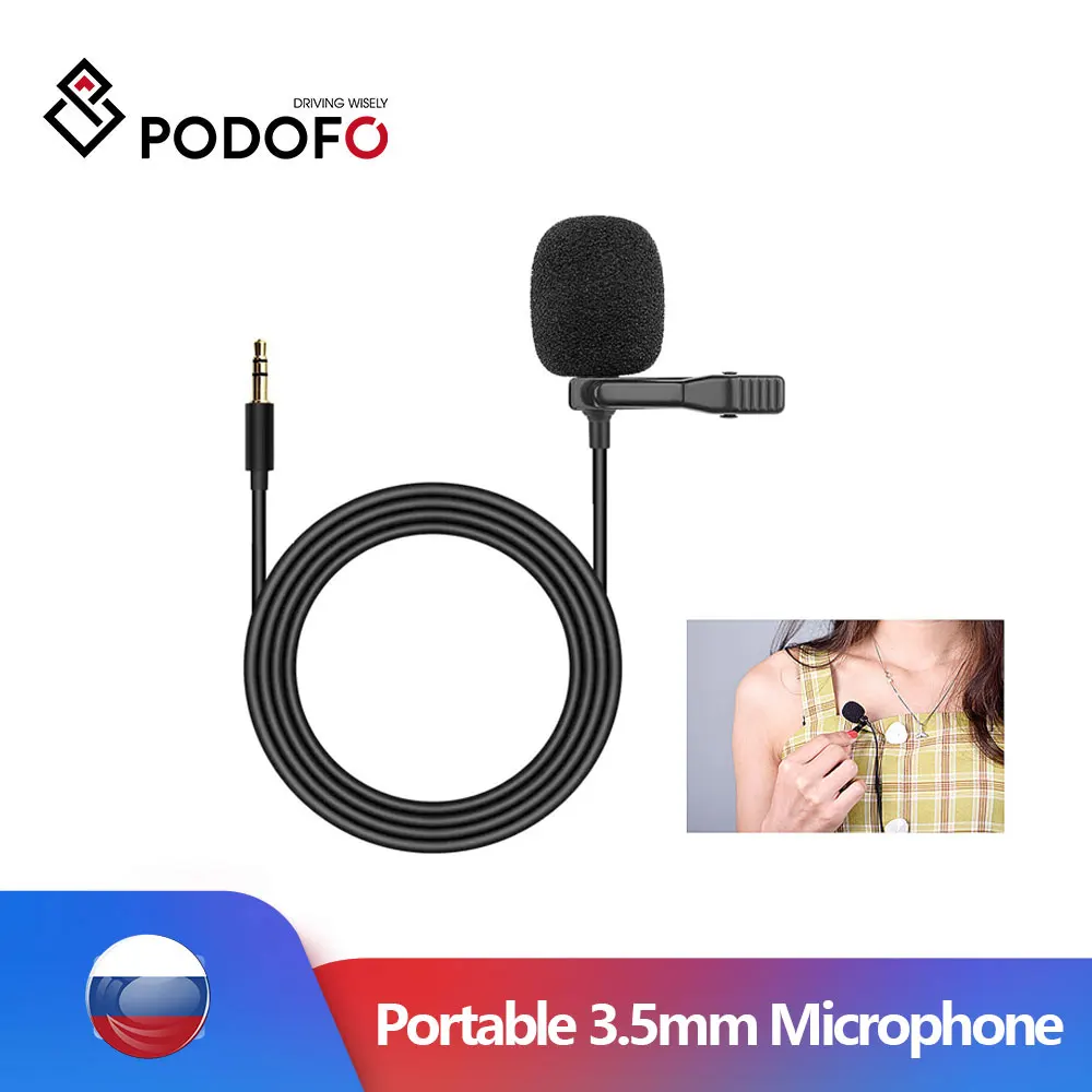 Podofo Car Audio Microphone 3.5mm Clip Jack Plug Mic Stereo Mini Wired External Microphone For Auto DVD Radio