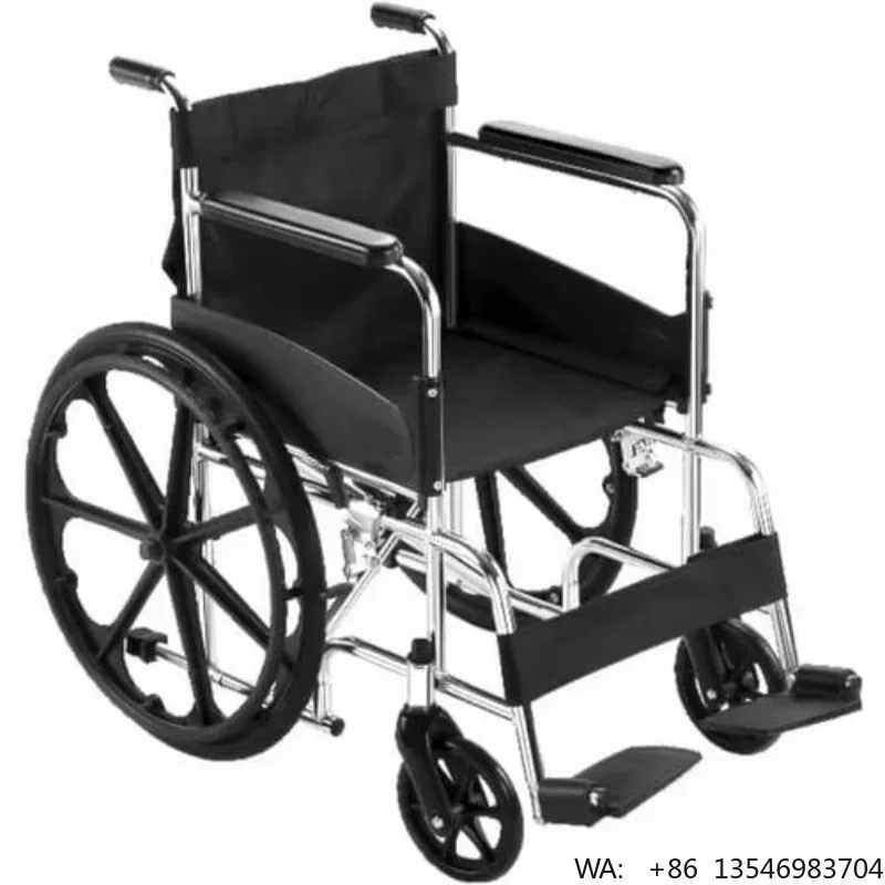

Lightweight Portable Foldable Black Manual Steel Wheelchair with 1 Year Warranty CE Certified 100-120KGS Weight Capacity