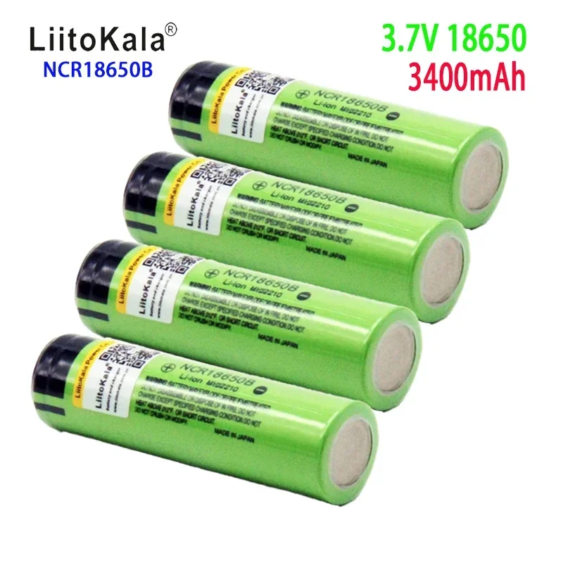 liitokala 100% New Original  NCR18650B 3.7v 3400 mah 18650 Lithium Rechargeable Battery For Flashlight batteries Toys (NO PCB)