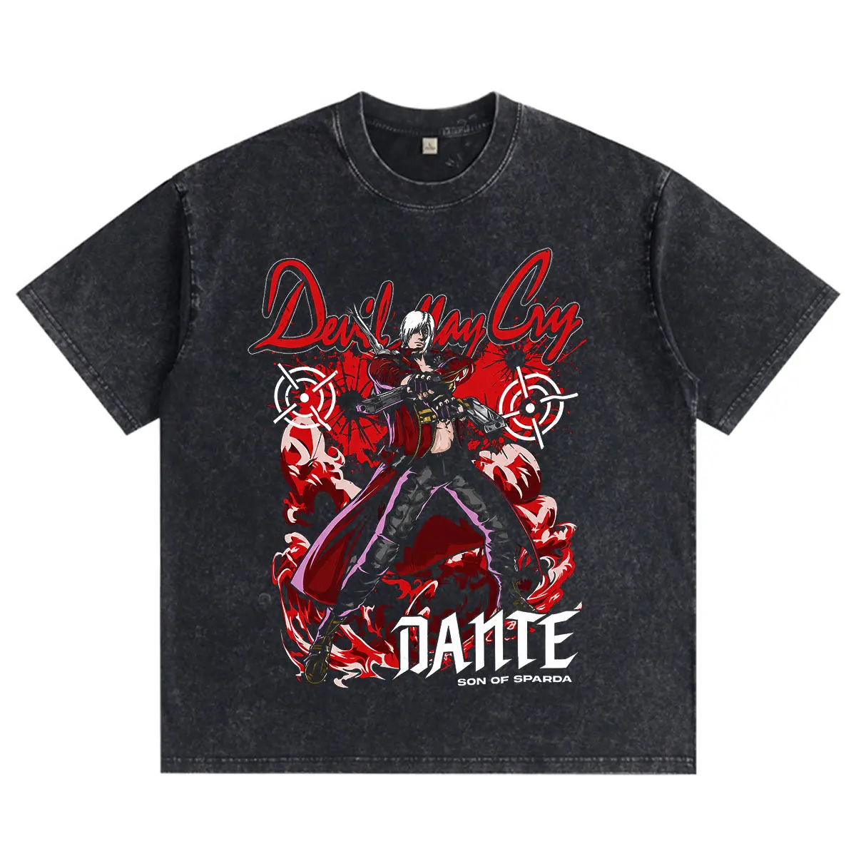 Devil May Cry Son of Sparda Vergil Washed Vintage T-shirt Men Women Clothing Fashion Retro T-shirts Casual Short Sleeves T Shirt