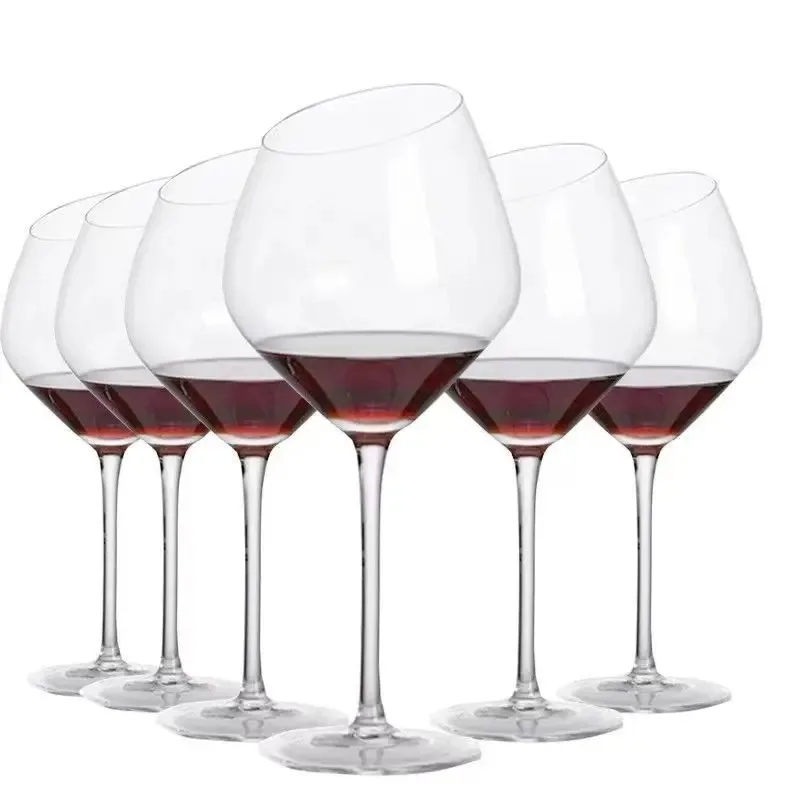 

Set of 2 Oblique Red Wine Glasses Premium Crystal Wine Glasses 600ml (21 Ounce) Daily Use Wedding Anniversary or Birthday