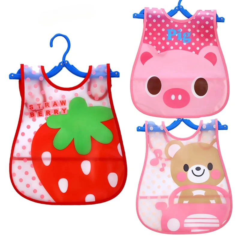 3 Piece Cartoon Baby Bibs Waterproof Newborn Bandanas Feeding Baby Burp Cloths Girls Boys Saliva Towel Print Apron
