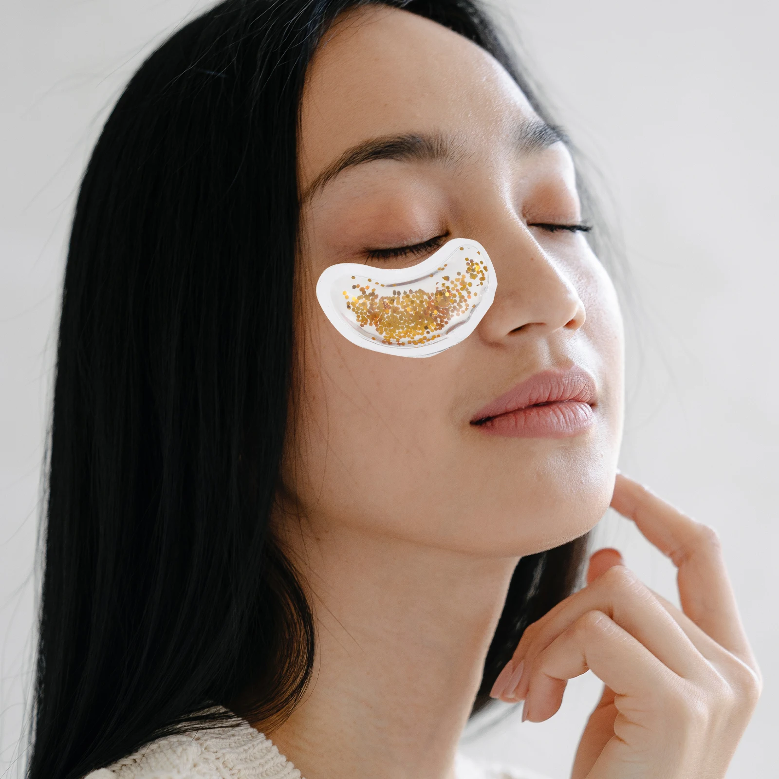

4 Pcs Gel Eye Patches Cooling Reusable Durable BPA Free PVC Pad Adults Travel Home Use Reduce Puffiness Sequins Pack