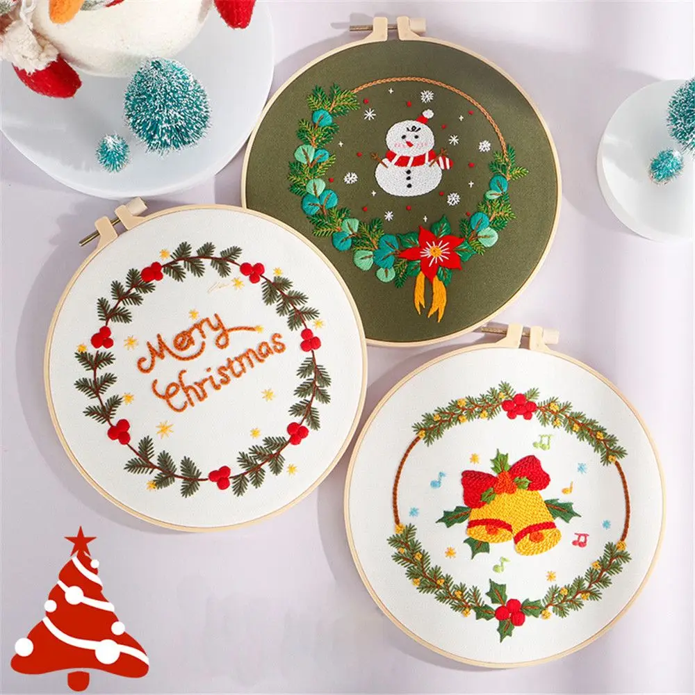 Gifts Home Decoration Elk Santa Claus Handmade Christmas Pattern Embroidery Starter Kit Merry Christmas Cross Stitch Embroidery