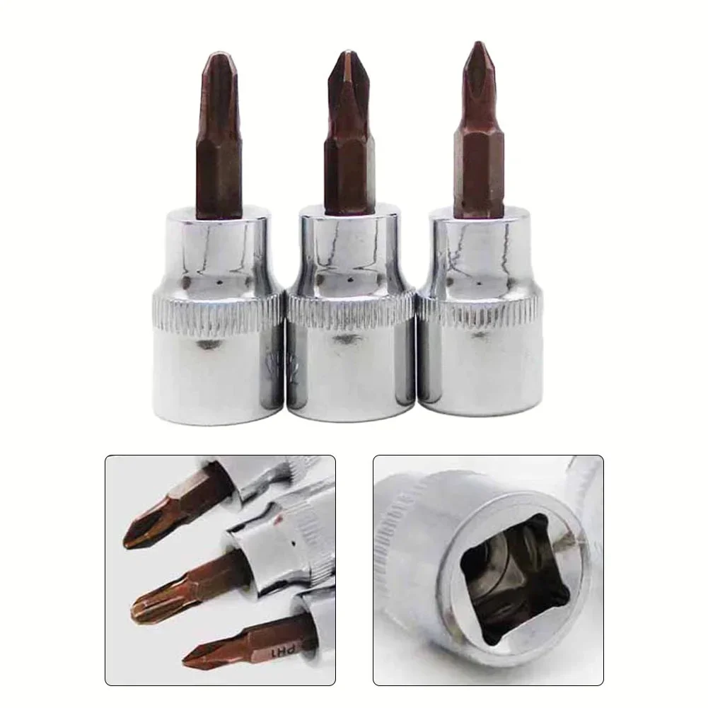 Destornillador adaptador de enchufe, llave de tubo de accionamiento cuadrado 3/8 PH1 PH2 PH3, broca cruzada para llave de trinquete, herramienta de mano, 1 ud.