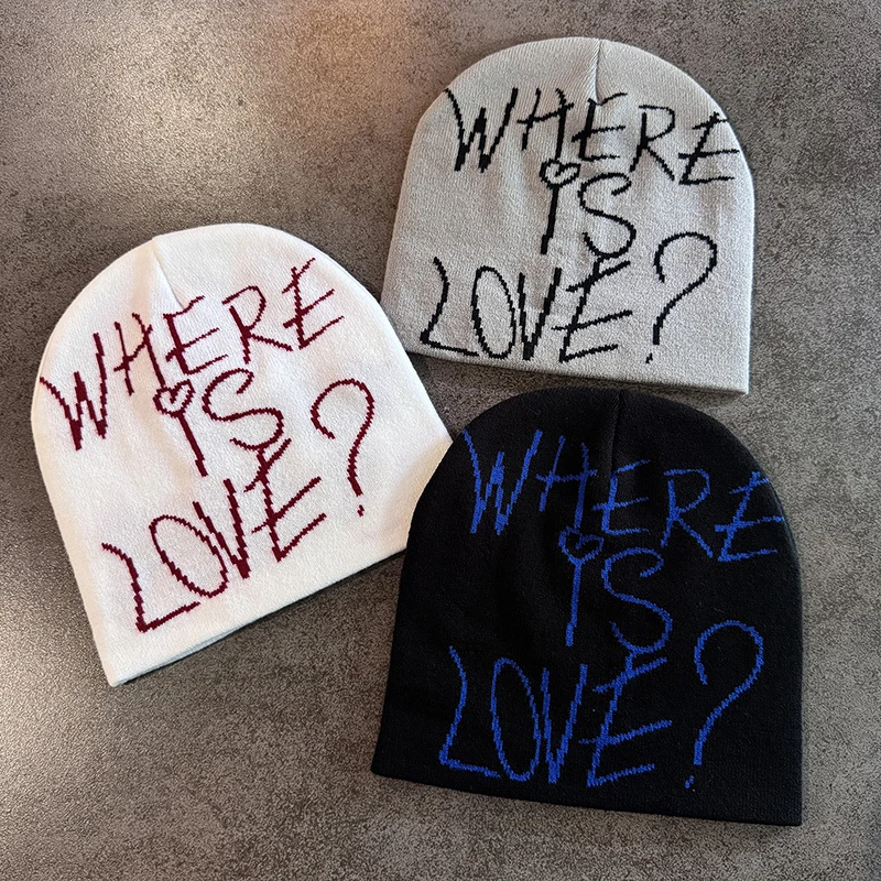 หมวกไหมพรมถักสีตัดกันสไตล์นิวสตรีท สำหรับฤดูใบไม้ร่วงและฤดูหนาว อุ่นสบาย สไตล์ Y2K ฮิปฮอป