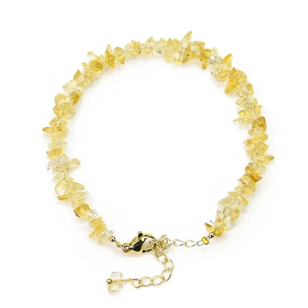 Raw Ore Crushed Stone Natural Translucent Citrine Women Bracelet Energy Crystal Quartz Irregular Lucky Stone Chain Jewelry Gift
