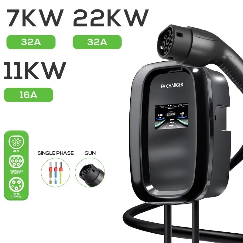 

TOFU Electric Car EV Charger Wallbox 7kw 11kw 22kw Type 2 AC 4.3 Inch LCD Display OEM ODM Home EV Charging Station New Condition