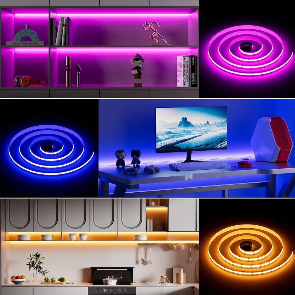 مجموعة كاملة تويا زيجبي COB RGB LED قطاع 12 فولت 1 متر 2 متر 3 متر 5 متر 10 متر عكس الضوء خزانة غرفة نوم ضوء fr أليكسا جوجل مساعد SmartThings