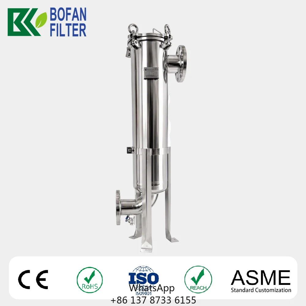 Single Bag Filter Housing 304 Stainless Steel High Flow 40T/H - Quick Open Design, Easy Cleaning