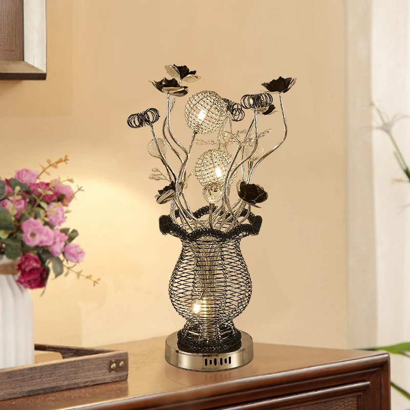 

TEMAR Modern Vase Table Lamp Fashionable Art Black Iiving Room Bedroom Hotel LED Aluminum Wire Decorative Desk Light