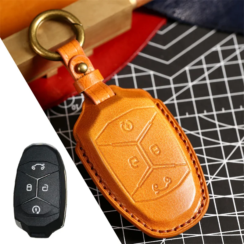 Leather Car Remote Key Cover Case for LYNK&CO Lynk Co 01 02 03 05 06 01 Key Shell Bag Holder Keychain Accessories