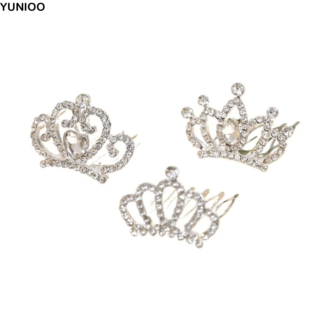 

Sweet Flower Crystal Crown Hair Comb Love Heart Star Children Tiara Headband Barrettes Hollow Rhinestone Hairpins Daily