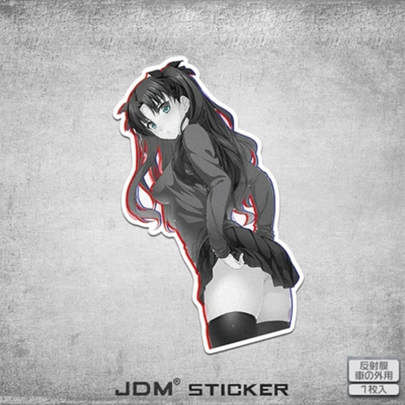 JDM Japanese Anime Beauty Asuka Reflective Laptop Sticker Trunk Rear Window Electric Car Sticker