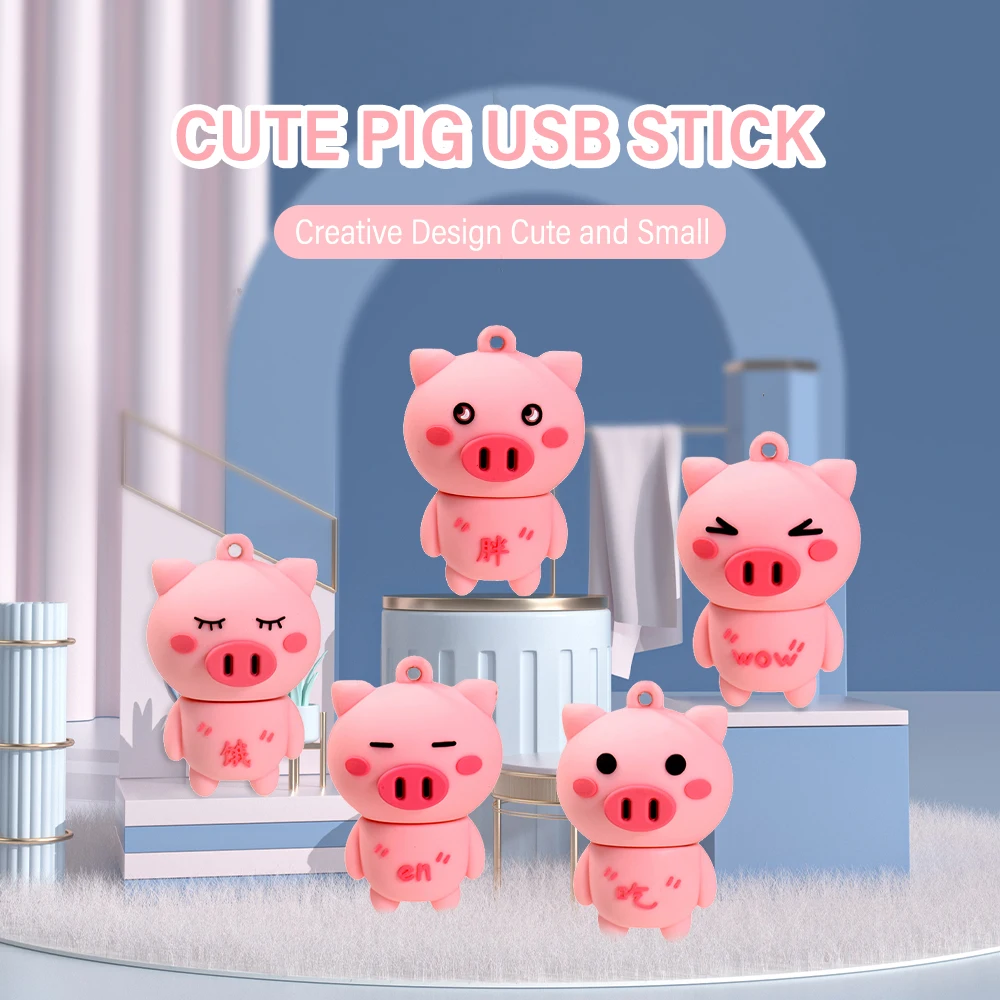 Cartoon Cute pink pig USB flash drive pendrive USB stick 4GB 8GB 16GB 32GB U disk Creative student gadget gift pendrive Girl