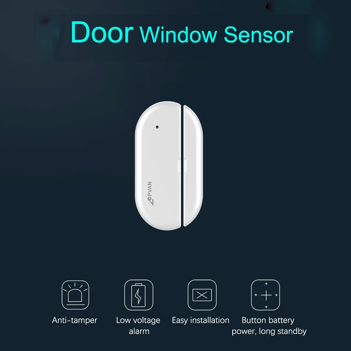 CPVAN-Door and Window Security Sensor, Sensor de Proteção, Detector, 433MHz, Smart Home Security, Door Alarm