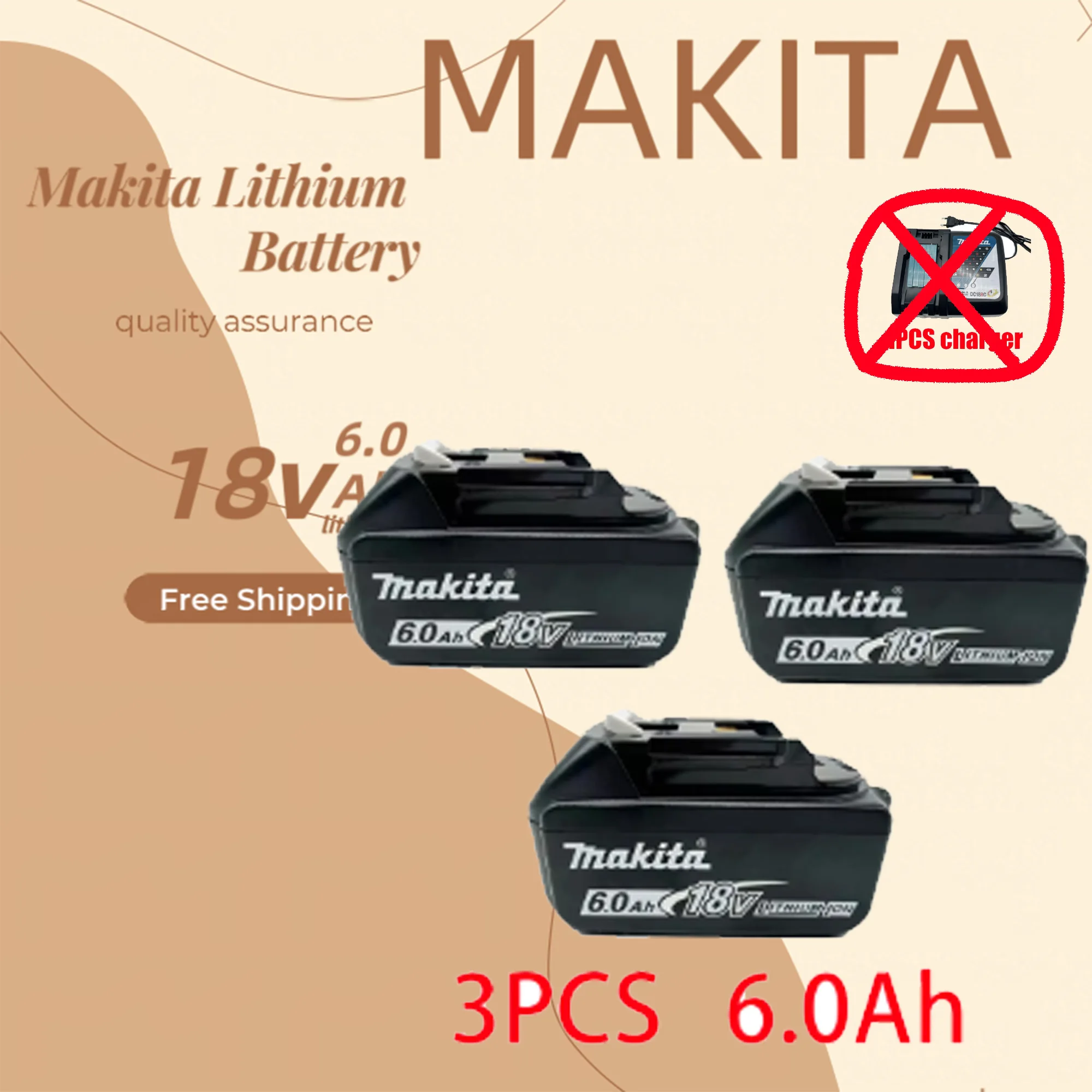 Makita 18V 6.0Ah High-Capacity Rechargeable Battery – Replacement for BL1830/BL1860 Tools