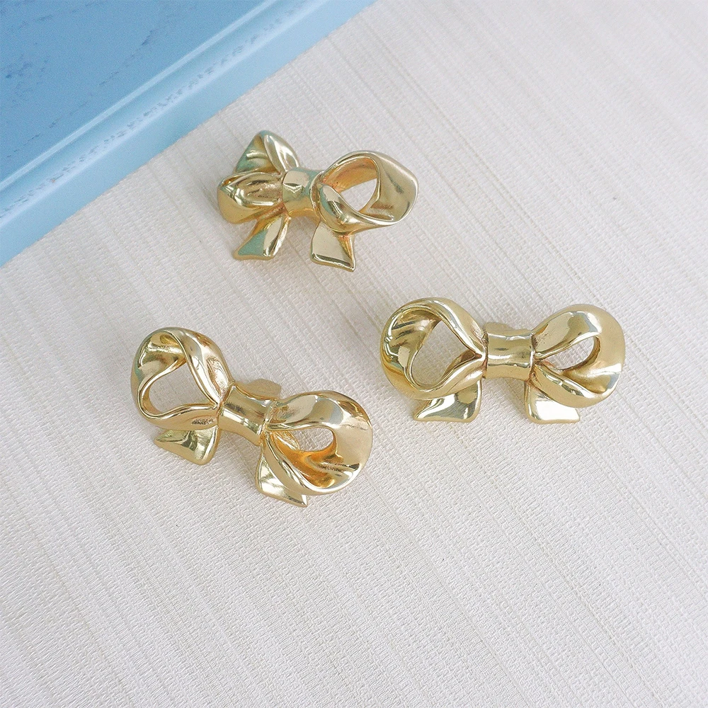 Brass Bow Cabinet Door Knobs Gold Bow Drawer Pulls Nightstand Knobs Home Decor Dresser Pulls Furniture Handles Kitchen Hardware