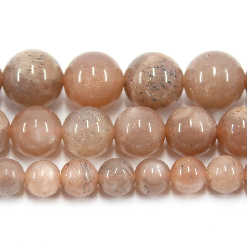 หินธรรมชาติ Sunstone 6 8 10มม.39ซม.รอบหลวม Strand หินลูกปัดสำหรับเครื่องประดับทำสร้อยคอสร้อยข้อมืออุปกรณ์เสริม