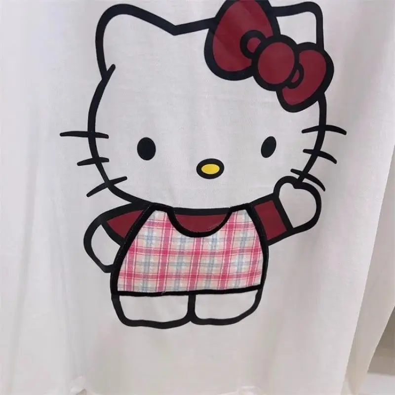 New Kawaii Anime Hello Kitty Sanrio Loose Inner Tops Cute Cartoon Character Ktcat Printed Sleeveless Vest T-Shirt Girls Clothes image 4