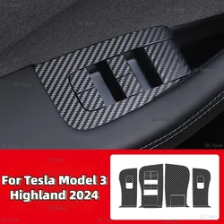 Adesivo pulsante finestra porta per Tesla nuovo modello 3 Highland 2024 pannello di apertura finestra di sollevamento accessori auto LHD in fibra di carbonio