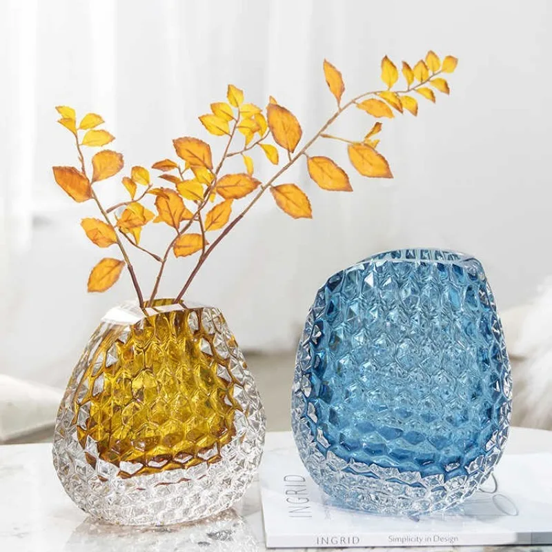 Glass Vase Modern Decorative Vases Luxury Aesthetic Living Room Flower Bottle Elegant Hydroponics Flower Bottles Home Decoration