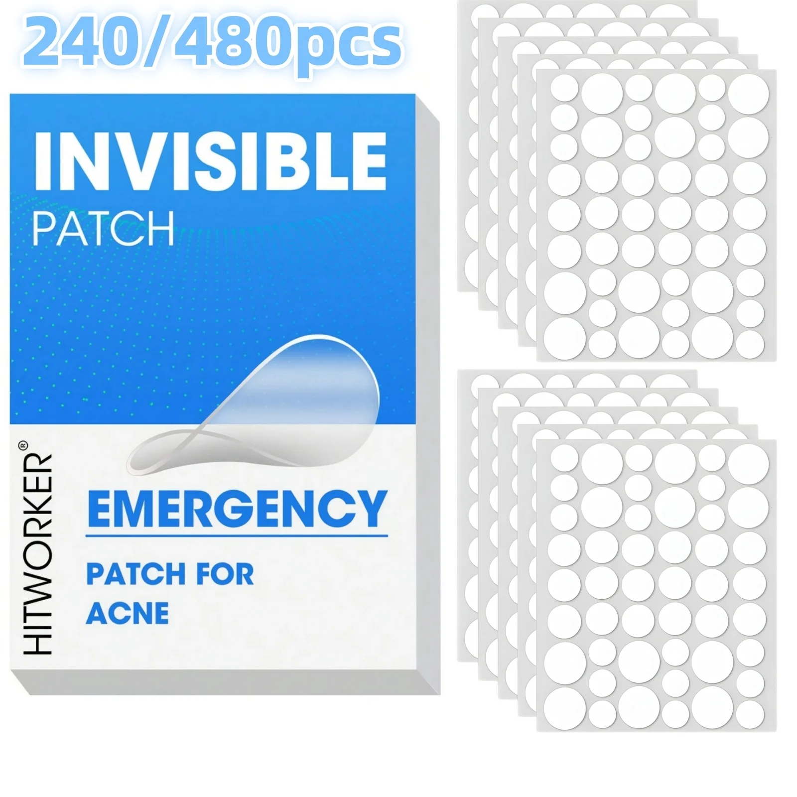 240pcs Hydrocolloid Facial Patches, Clear Look Blemish Cover Dots, Comfortable Fit Stickers for Everyday Wear