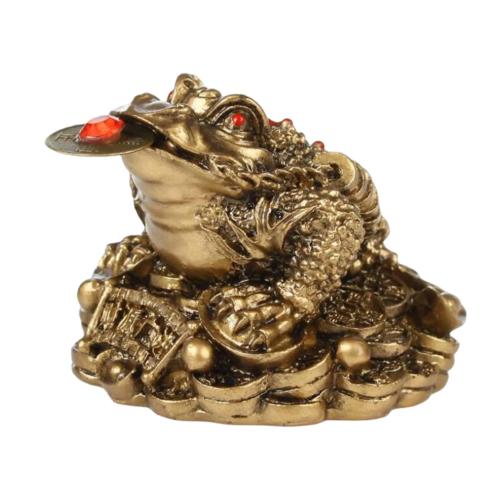 Grenouille D'argent Feng Shui – Crapaud à 3 Pattes – Porte-bonheur Richesse – Résine Dorée 6,5x6x5 Cm – Collection