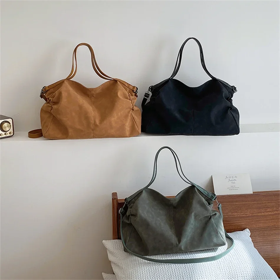 New Suede Handbags Totes Casual Trave Handbags Totes Large Size Shopping Bags Punk Style Shoulder Bags Shopping Bag for Women