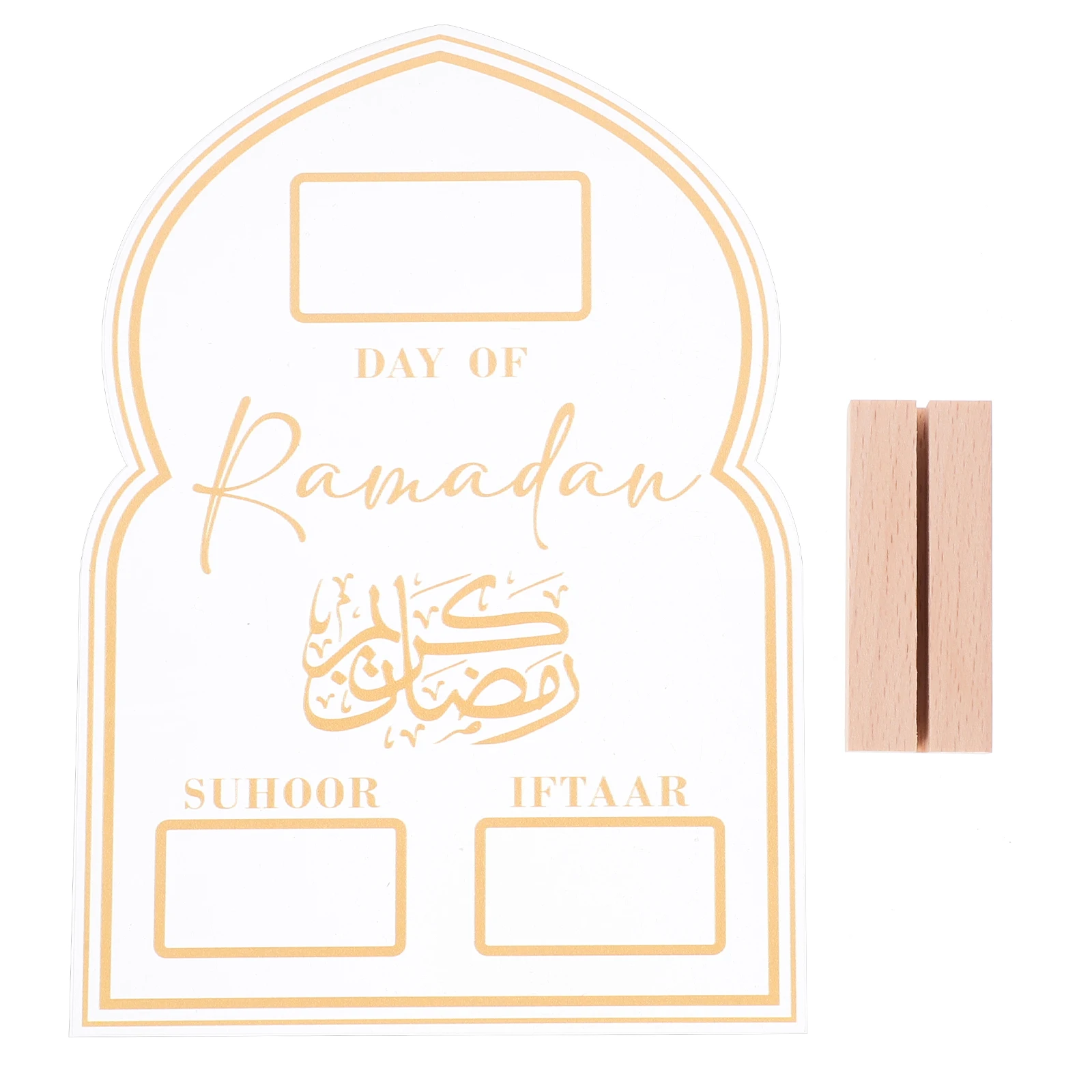 

Ramadan Calendar 2024 Golden Acrylic Countdown Desk Decoration Mini Wood Base Whiteboard Marker Home Office nament Date Display