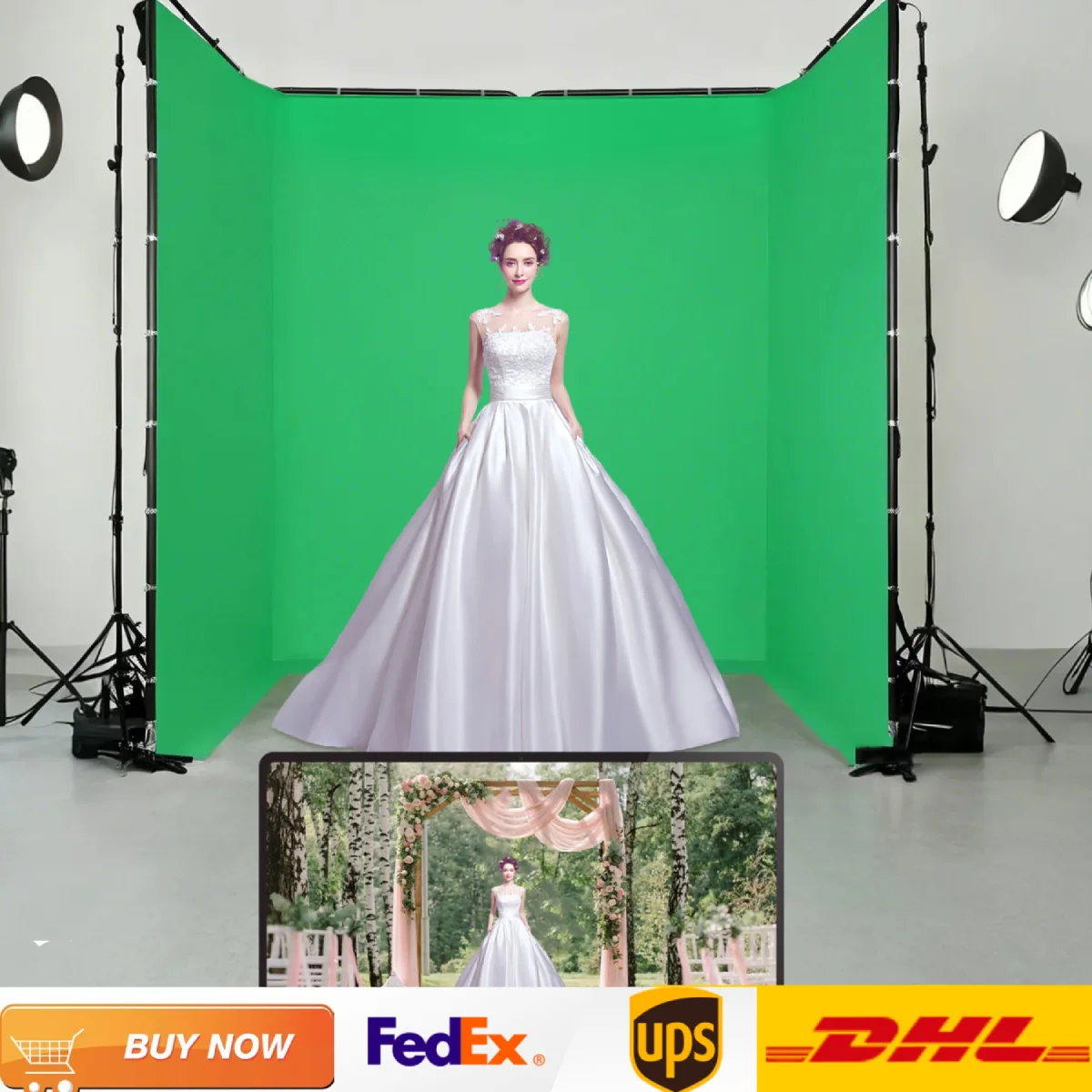 

4x2.4M Professional Studio Background Stand Frame with Photography Black/Green/White Screen Photography Backdrops Support