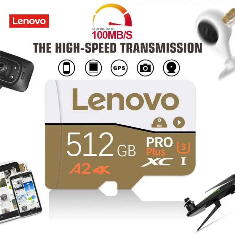 Lenovo U3 A1 V30 Classe 10 Micro Cartão 128GB 64GB 256GB 512GB Cartão de Memória de Alta Velocidade SD TF Cartão Com Adaptador Para Nintendo Switch