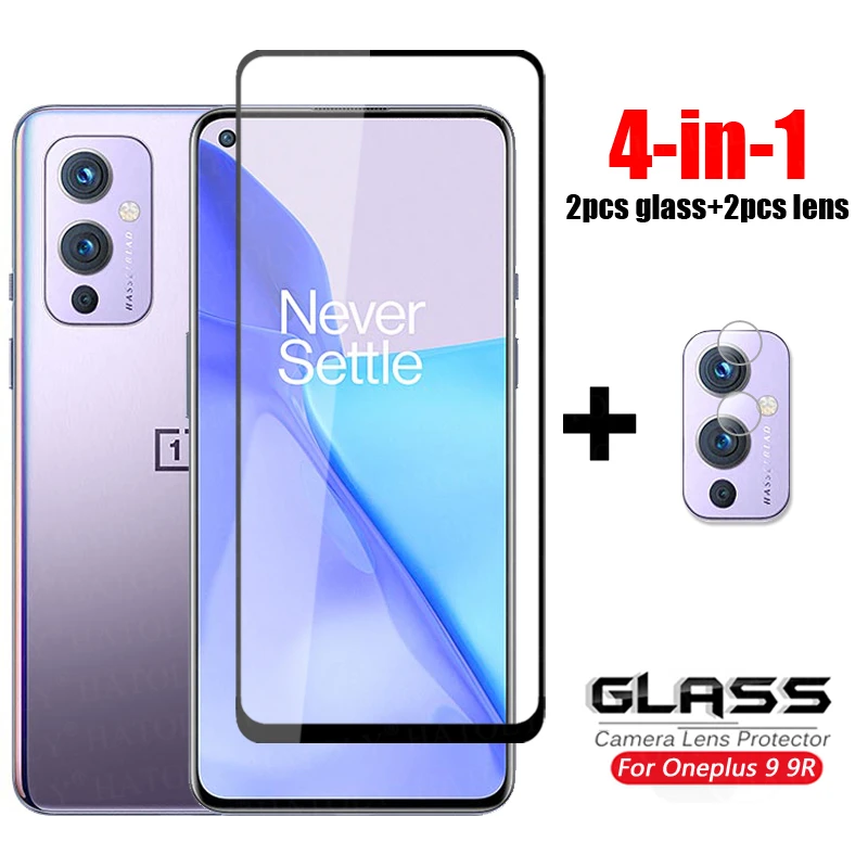 4-in-1 For Glass Oneplus 9 Full Cover Tempered Glass One Plus 9 9R HD Camera Lens Film Phone Screen Protector For Oneplus 9 5G