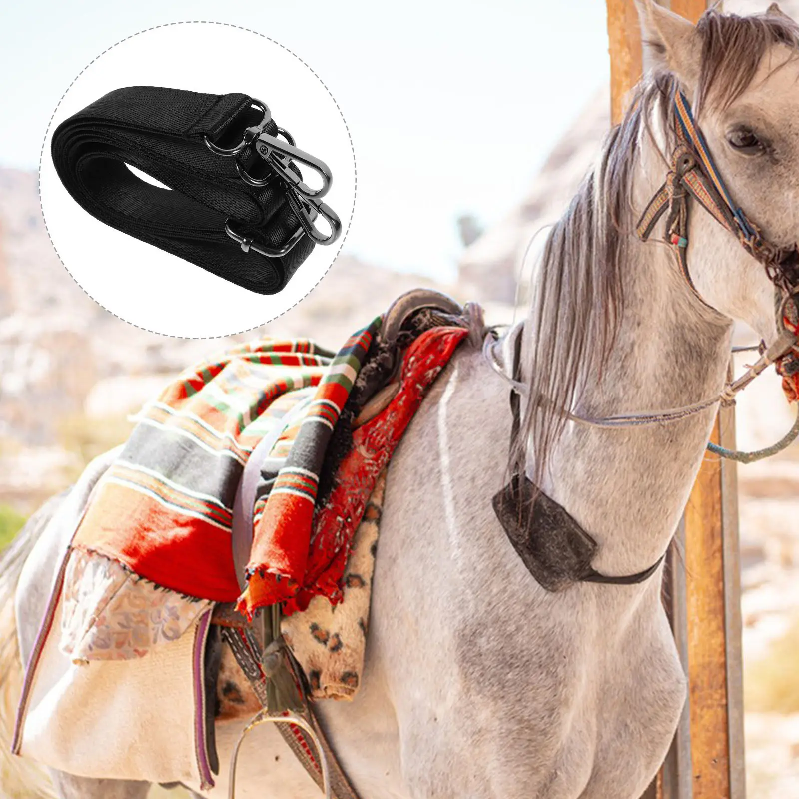 4Pcs Elastic Adjustable Horse Blanket Leg Straps Heavy Duty Nylon with Metal Snap Buckles for Perfect Fit Horse Blanket Sheets