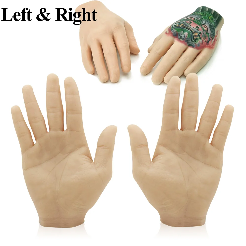 

Silicone Tattoo Practice Hand Tattoo Practice Skin Left and Right Fake Tattoo Hand Practice Dummy Fake Skin for Tattoo Training