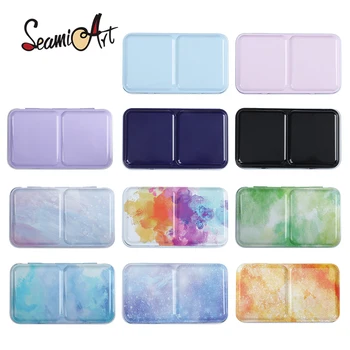 SeamiArt Halb Pan Aquarell Tablett Farben Zinn Box Leere Palette Malerei Lagerung Farbe Tray Box für Malerei Supplie