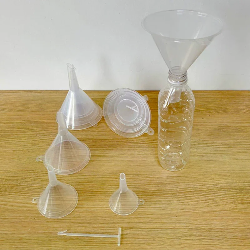 

4Pcs Reusable Clear Plastic Funnel Set Lab PP Funnels Kitchen Funnel Lab Bottles Essential Oils
