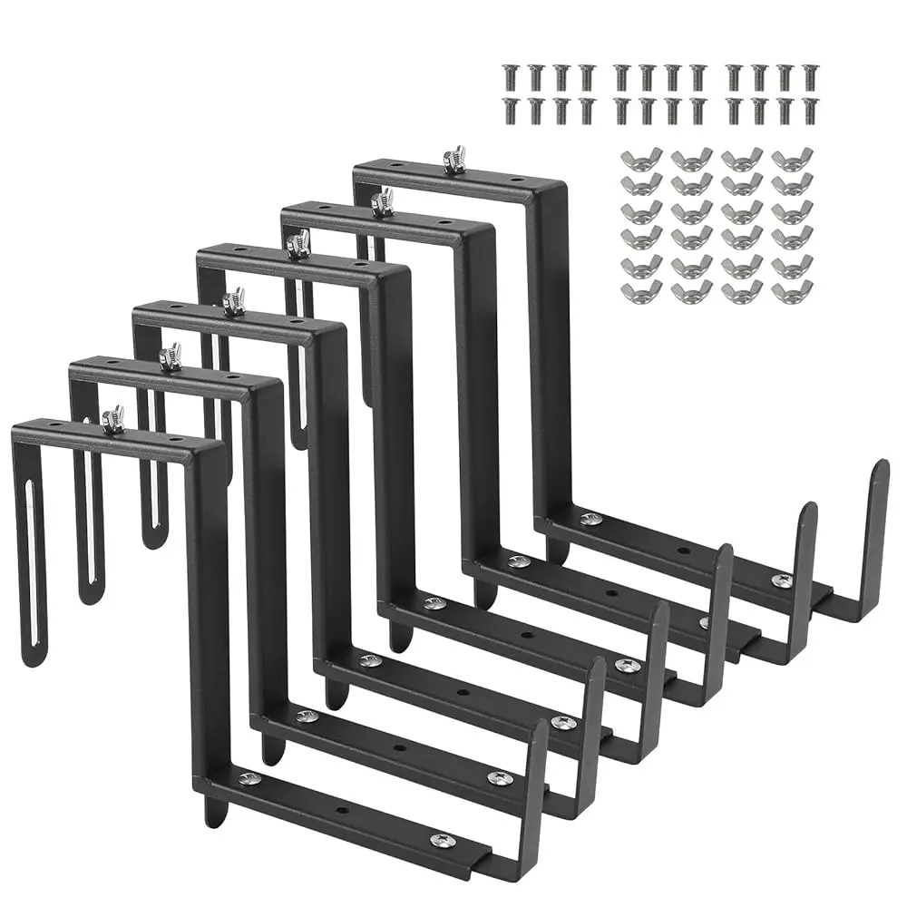 

Комплект из 6 кронштейнов для оконных ящиков, регулируемые кронштейны для кашпо, универсальные уличные подвесные кронштейны из высокопрочной стали Q235, для цветочных ящиков