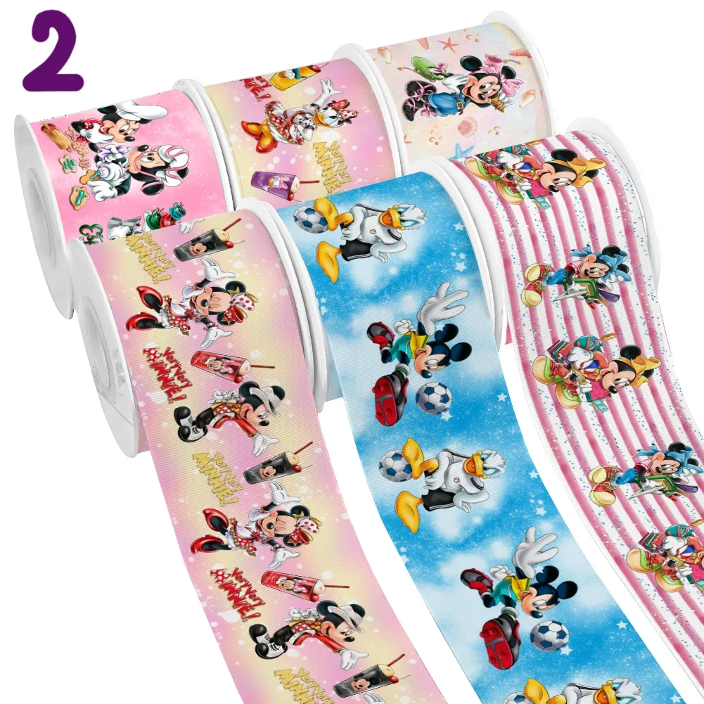 

Mickey Minnie Character Disney Cartoon Design Printed Grosgrain Satin Ribbon for Gift Wrapping Hair Bow 50 Yards