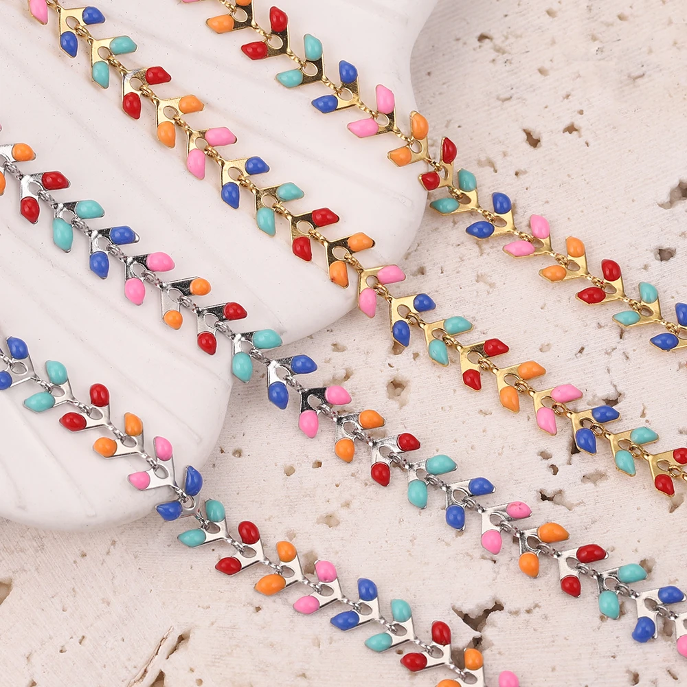 1 Meter 6mm Width Stainless Steel Airplane Enamel Chains with Mixed Color for DIY Bracelet Necklaces Jewelry Making Supplies