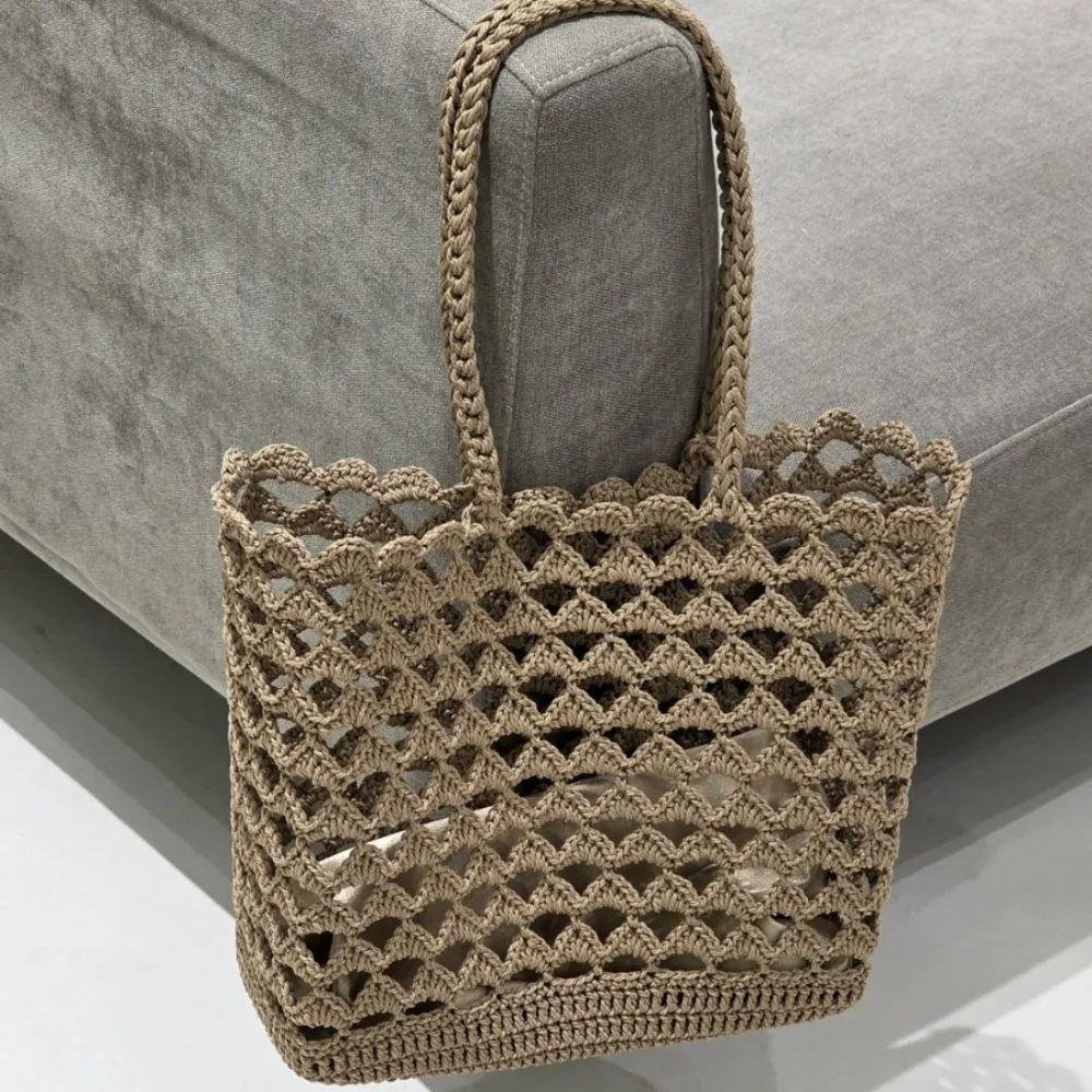 

Новая плетеная сумка-тоут из бумажной веревки 2026 года, портативная, для пляжного отдыха, городская сумка через плечо, большая вместимость, в стиле Lazy Wind