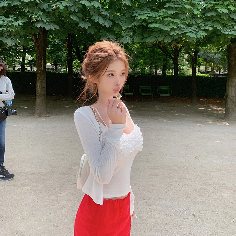 Spliced Mesh Vest Beautiful Back 4 Colors Sweet All-match Summer Sling Tops