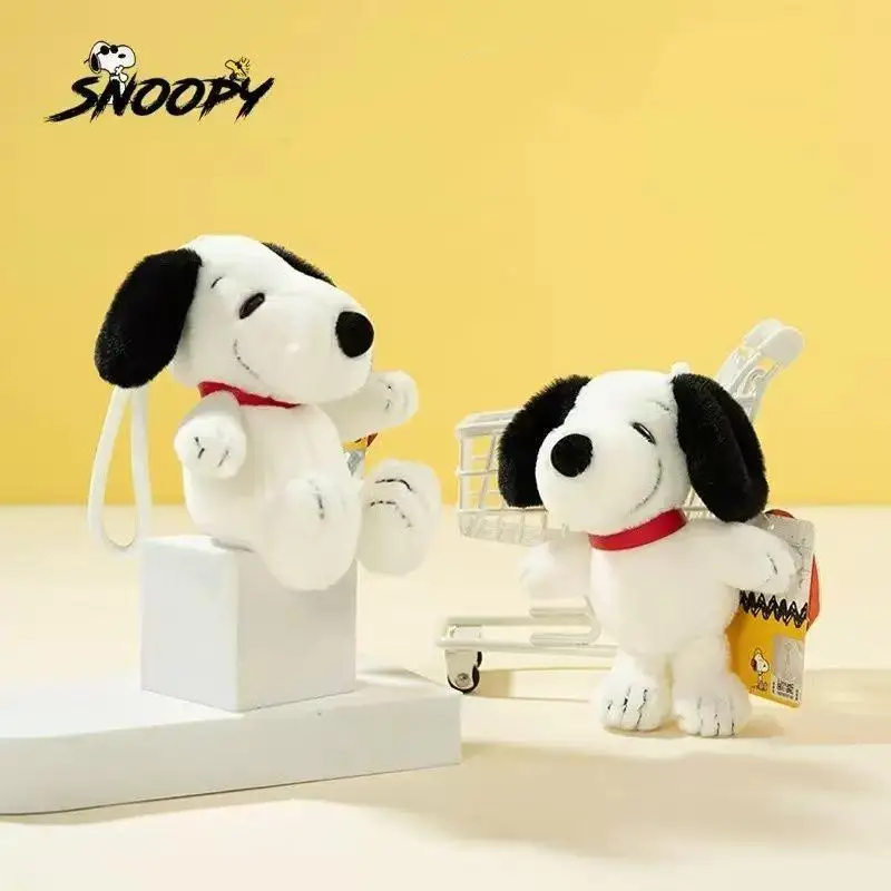 Genuine Snoopy 12Cm Basic Standing Posture Sitting Styles Pp Cotton Fill Backpack Belt Dual Purpose Hanging Doll Couple Pendant